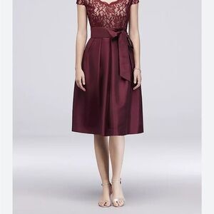 Chic Burgundy Lace Wedding Dress